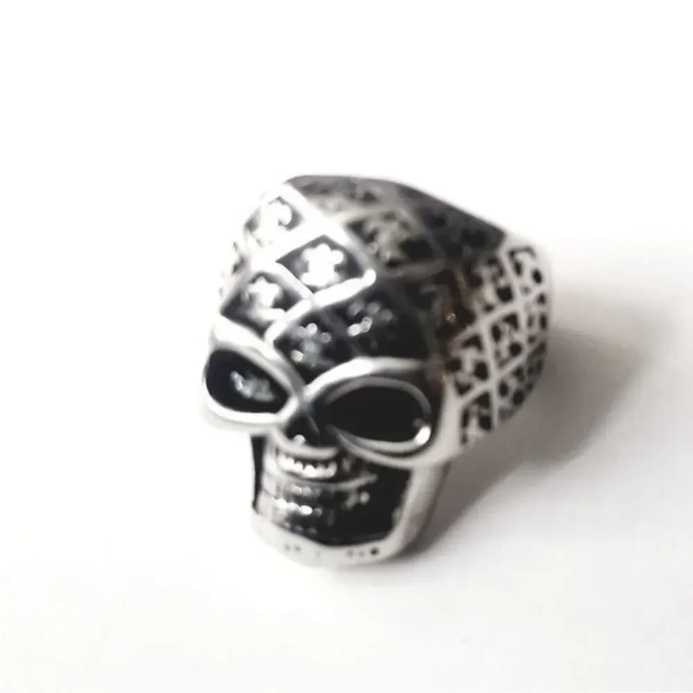 316L‎ stainless steel skull silver biker hypoallergenic men’s ring size 14